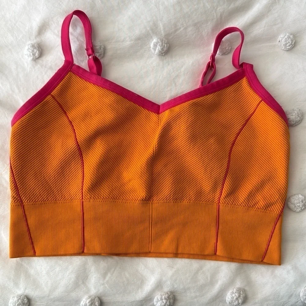Offline by Aerie Seamless Stretch Medium Support Sports Bra in Orange Size XXL